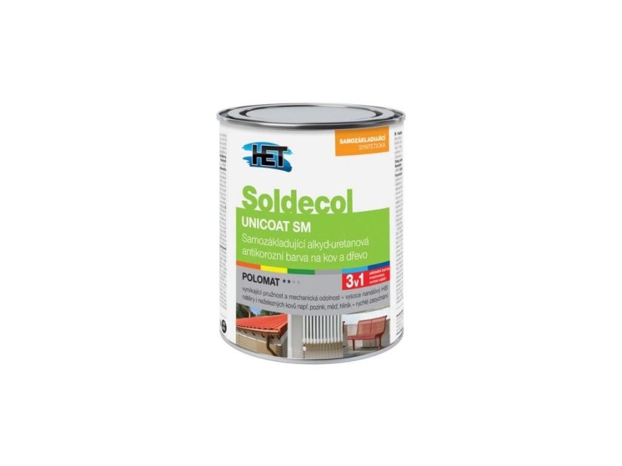 Barva Soldecol Unicoat SM 2881 hnědý palisandr 0,6l 3v1 samozákladující HET - Barvy, laky a chemie Barvy, laky, spreje Nátěry na kov, dřevo Syntetické
