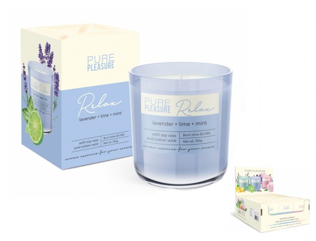 Svíčka PURE PLEASURE RELAX 150g modrá - Doplňky pro domácnost Svíčky, oleje
