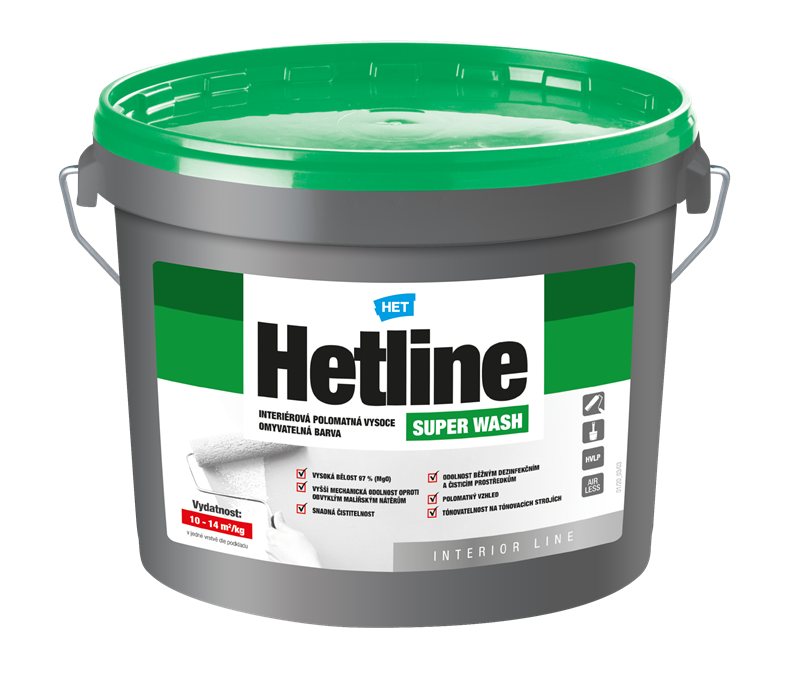 Hetline Super Wash 5kg HET - Barvy, laky a chemie Barvy, laky, spreje Malířské barvy Interiérové Bílé