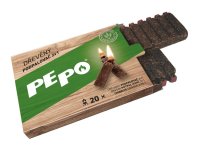 Podpalovač PE-PO 2v1 dřevo+škrtátko (20 podpalů)