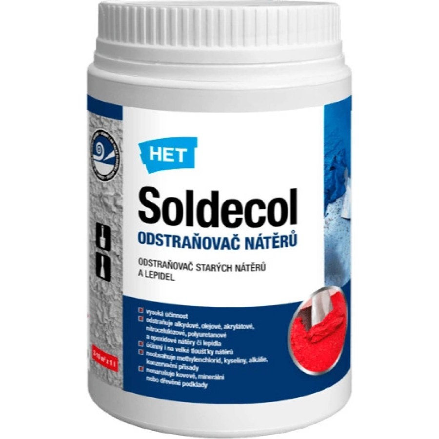 Odstraňovač nátěrů 0,5l SOLDECOL HET - Barvy, laky a chemie Čističe Chemická čistidla