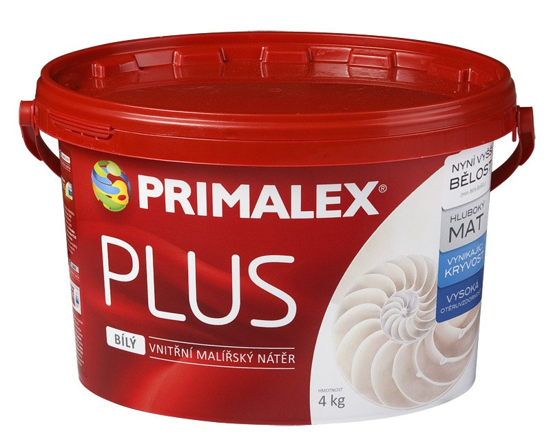 Primalex PLUS 4kg PRIMALEX - Barvy, laky a chemie Barvy, laky, spreje Malířské barvy Interiérové Bílé