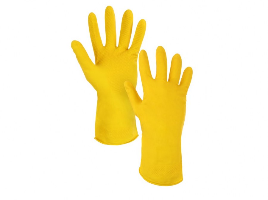 Rukavice NINA vel. 9 pro domácnost latex žluté - Ochranné pomůcky, rukavice, oděvy Rukavice Úklidové