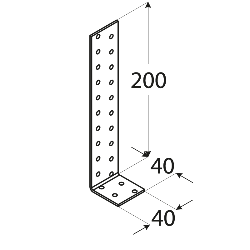 Úhelník kotevní 40x200x 40 - Spojovací materiály Úhelníky Kotevní