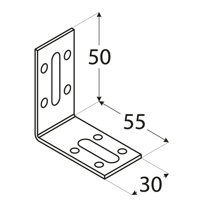 Úhelník stavitelný 50x 55x 30 - Spojovací materiály Úhelníky Stavitelné