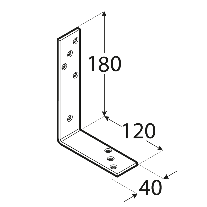 Úhelník trámový 180x120x 40 - Spojovací materiály Úhelníky Trámové
