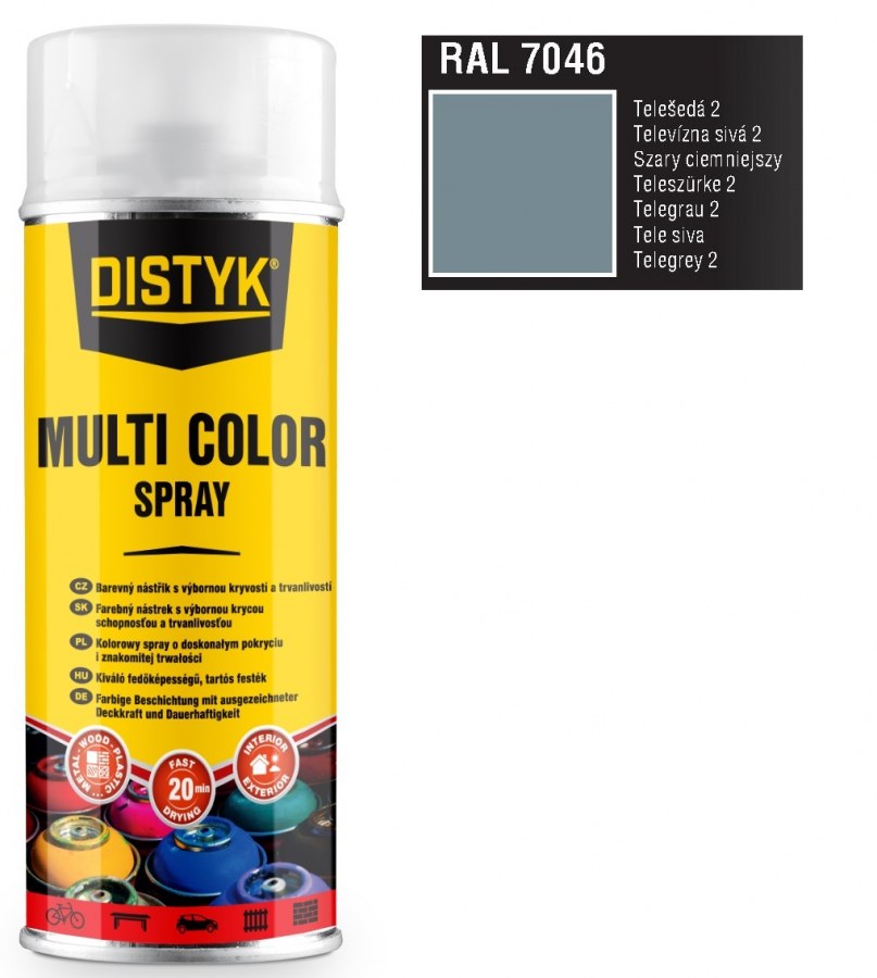 Barva multi color spray DISTYK 400ml RAL7046 telešedá - Barvy, laky a chemie Na dřevo a kov