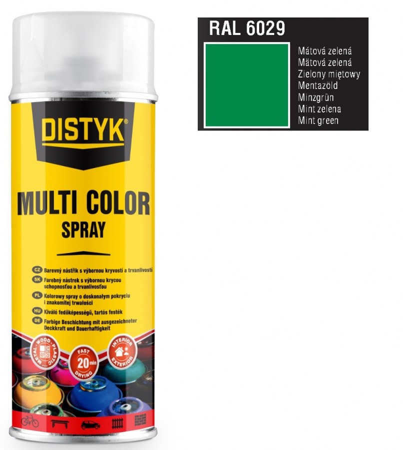 Barva multi color spray DISTYK 400ml RAL6029 mátová zelená - Barvy, laky a chemie Na dřevo a kov