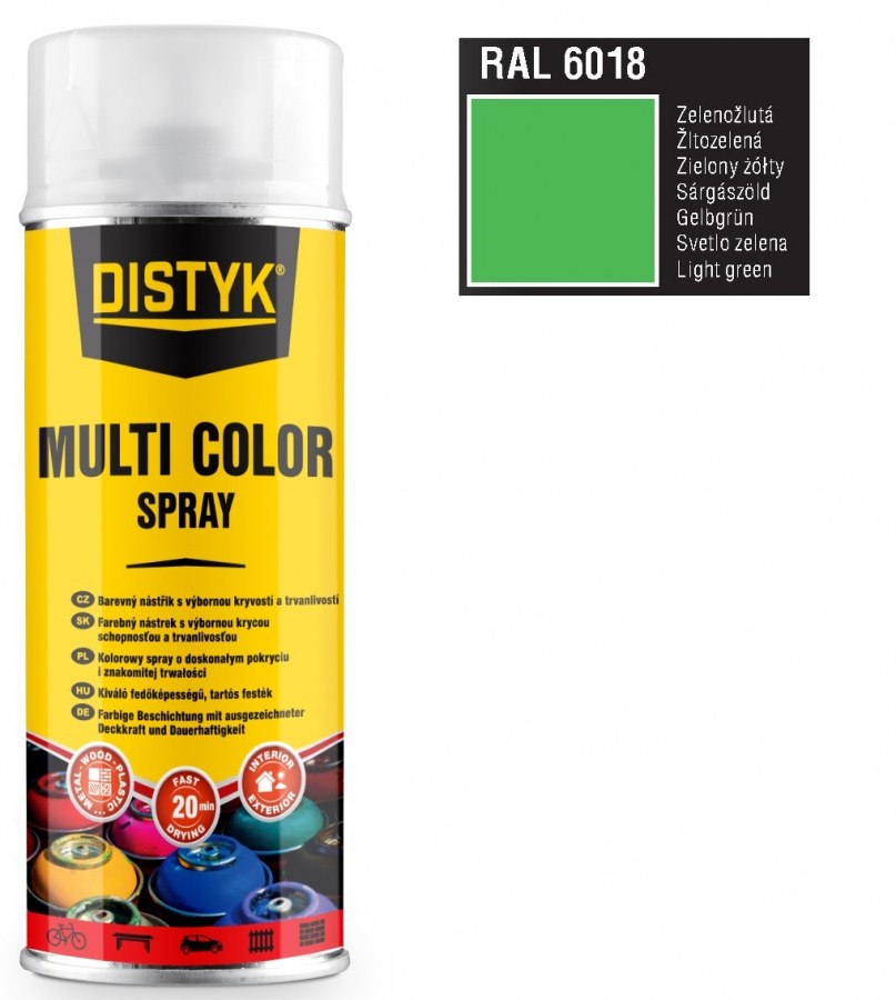 Barva multi color spray DISTYK 400ml RAL6018 zelenožlutá DEN BRAVEN - Barvy, laky a chemie Barvy, laky, spreje Spreje Barva ve spreji