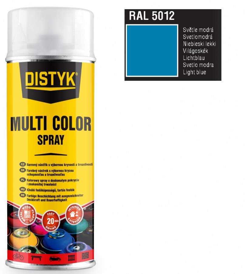 Barva multi color spray DISTYK 400ml RAL5012 světle modrá