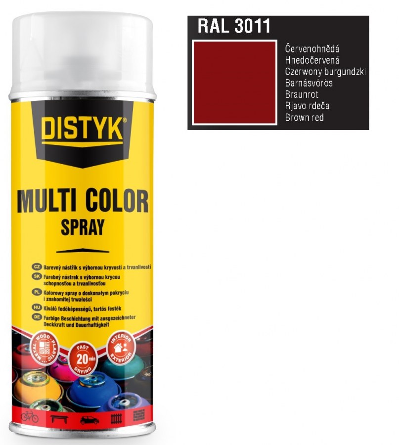 Barva multi color spray DISTYK 400ml RAL3011 červenohnědá DEN BRAVEN - Barvy, laky a chemie Barvy, laky, spreje Spreje Barva ve spreji
