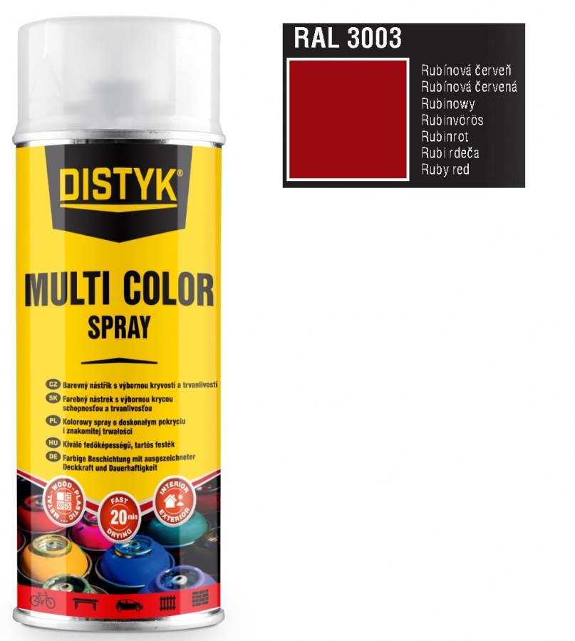 Barva multi color spray DISTYK 400ml RAL3003 rubínová červeň - Barvy, laky a chemie Na dřevo a kov
