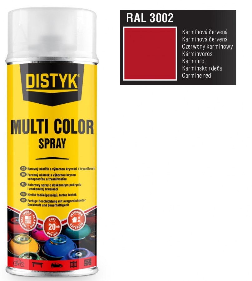 Barva multi color spray DISTYK 400ml RAL3002 karmínová červeň