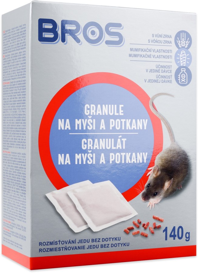 Granule na myši a potkany BROS 7x20g - Zahrada Jedy, pasti, odpuzovače