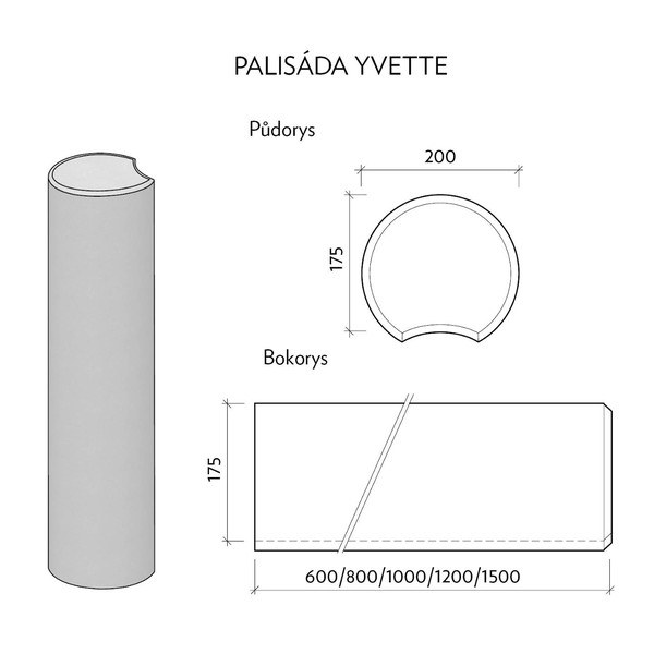 Palisáda YVETTE 60cm přírodní (30) CS - BETON - Betonové výrobky Palisády