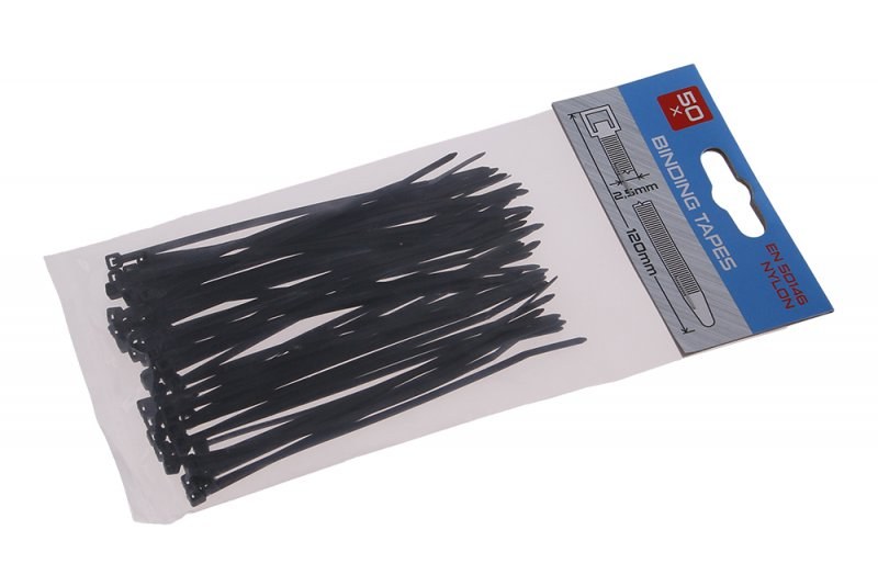 Pásek vázací 120x2.5 černá (50ks) - Nářadí Pásky, fólie, tabulky Pásky stahovací