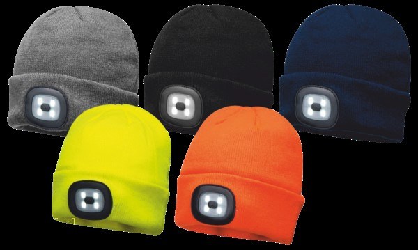 Čepice s nabíjecí LED čelovkou různé barvy - Ochranné pomůcky, rukavice, oděvy Oděvy Čepice