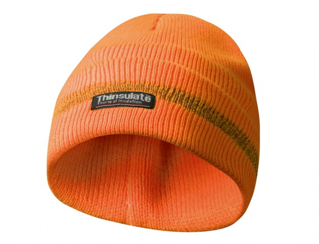 Čepice zimní s reflexními pruhy oranžová