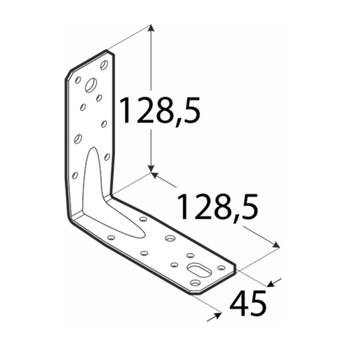 Úhelník s prolisem 126x126x45x2,5 - Spojovací materiály Úhelníky S prolisem