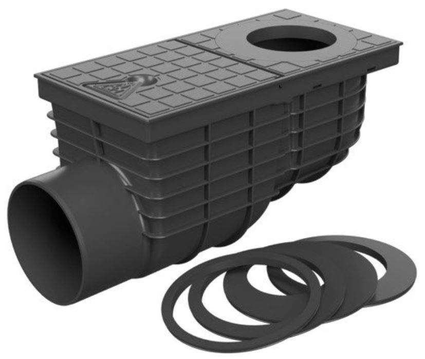 PVC lapač střešních nečistot boční 325D černý - Hrubá stavba Kanalizace, odvodnění Lapače