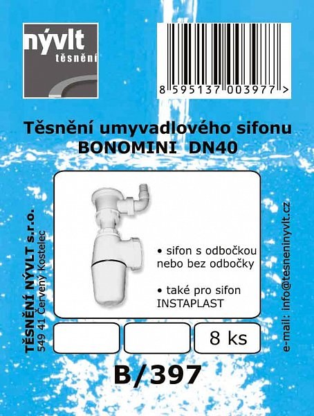 Těsnění sifonů-umyvadl. Bonomini B/397
