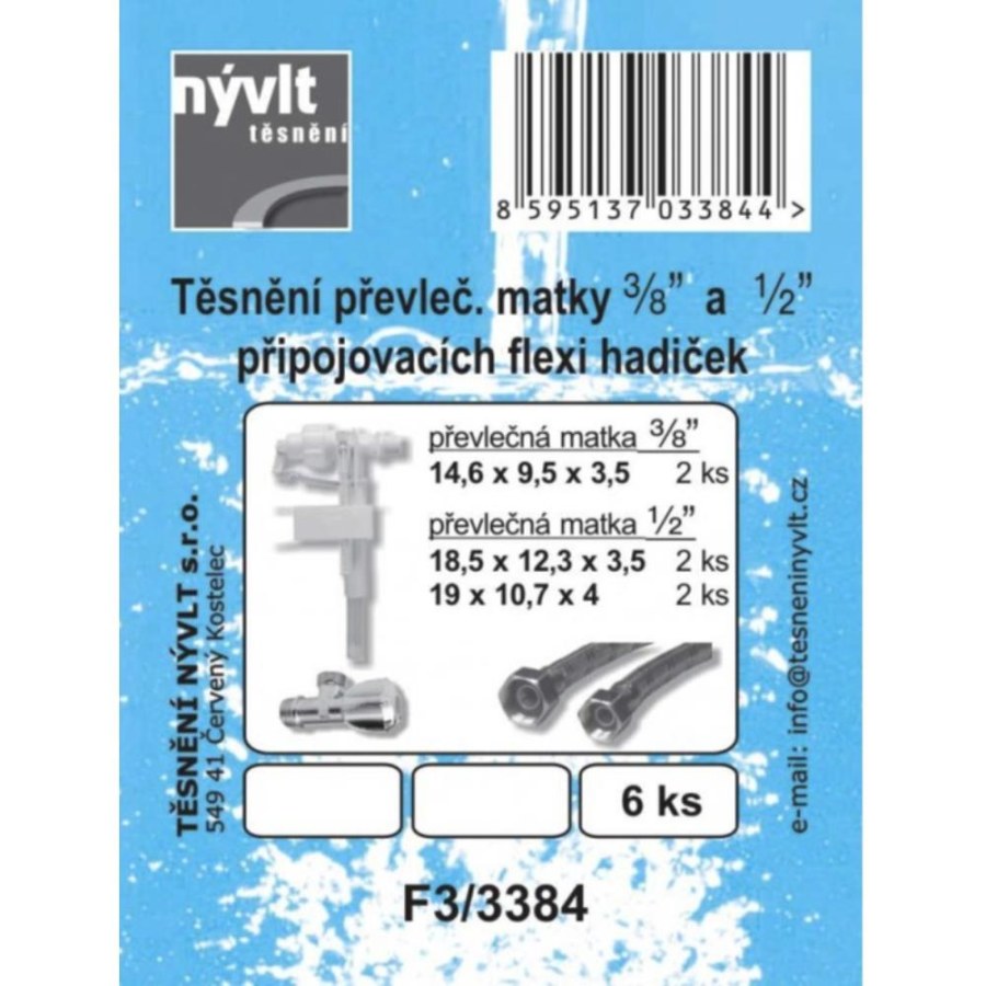 Těsnění připoj.hadice 3/8“x1/2“ F3/3384 6ks Těsnění připoj.hadice 3/8“x1/2“ F3/3384 6ks - Sanita Těsnění, pásky Těsnění
