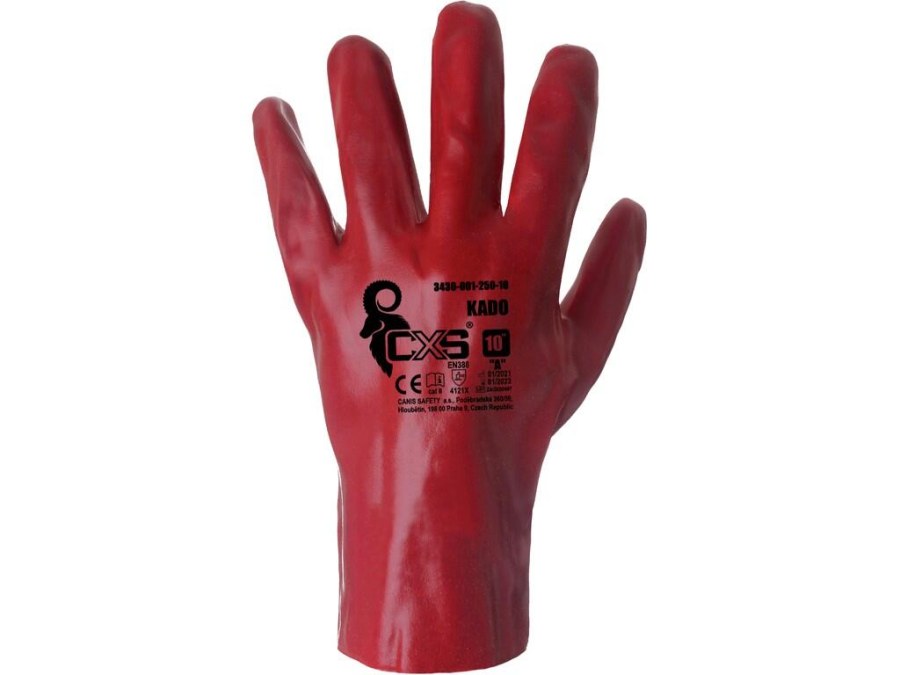 Rukavice KADO vel. 10 máčené v PVC červené - Ochranné pomůcky, rukavice, oděvy Rukavice Pracovní