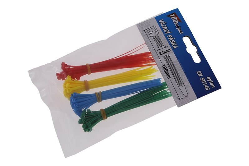 Pásek vázací 100x2,5 barevné (50ks) - Nářadí Pásky, fólie, tabulky Pásky stahovací