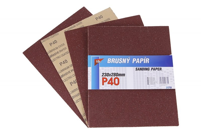 Papír brusný P40 230x280mm - Nářadí Kotouče, brusivo Brusné papíry, unašeče Brusné papíry