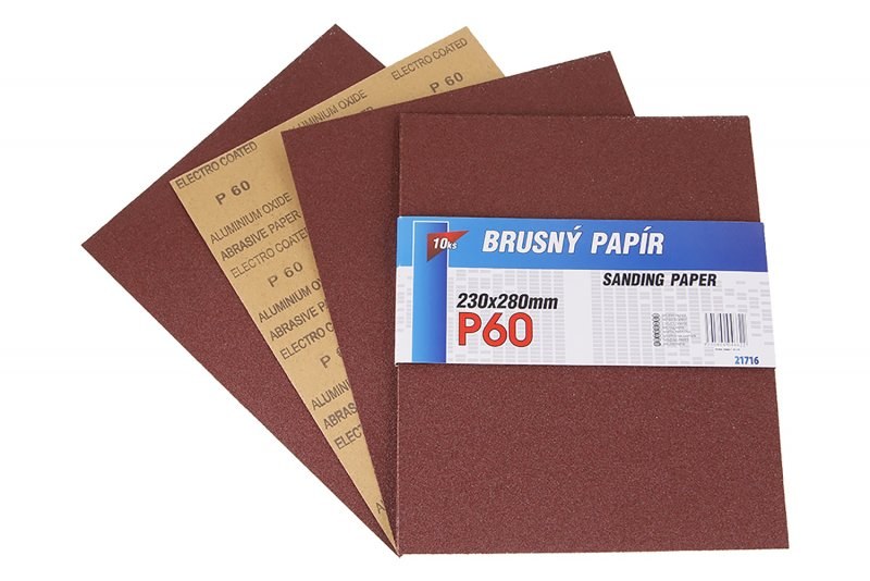 Papír brusný P60 230x280mm - Nářadí Kotouče, brusivo Brusné papíry, unašeče Brusné papíry
