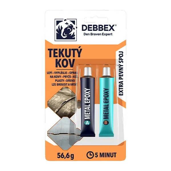 Kov tekutý DEBBEX Metal Epoxy 56,6g - Barvy, laky a chemie Lepidla Univerzální