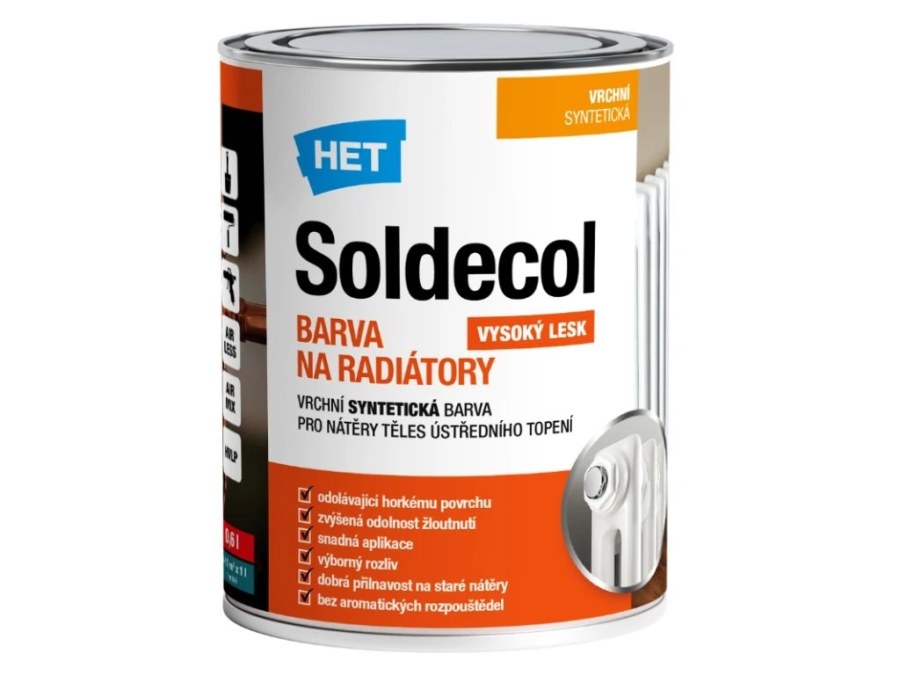 Barva na radiátory SOLDECOL bílá 0,6l HET Barva na radiátory SOLDECOL bílá 0,6l HET