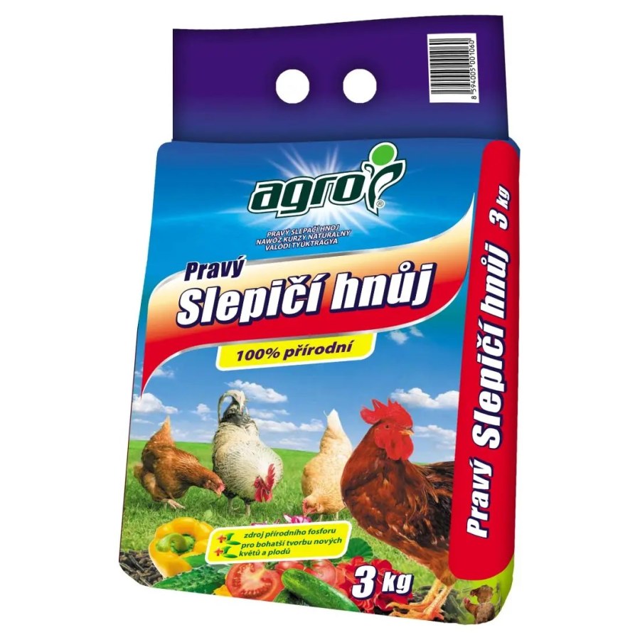 Hnůj pravý slepičí 3kg AGRO 912217 - Zahrada Pěstování rostlin Hnojiva