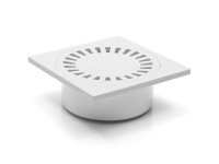 Vpusť podlahová DN100 spodní 150x150mm,plastová <br>mřížka bílá