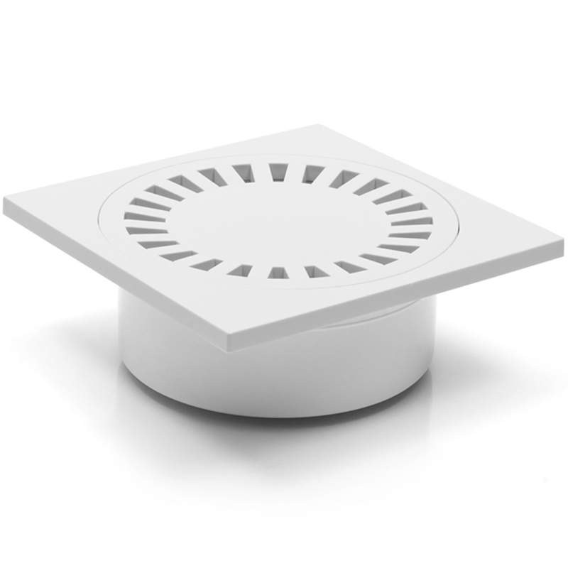 Vpusť podlahová DN100 spodní 150x150mm,plastová <br>mřížka bílá - Hrubá stavba Kanalizace, odvodnění Kanalizační vpusti