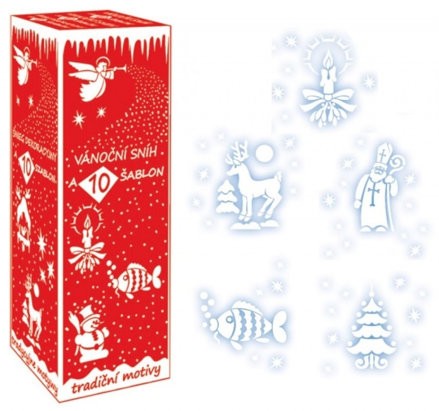 Sníh ve spreji 150ml + 9 šablon - Doplňky pro domácnost Vánoce