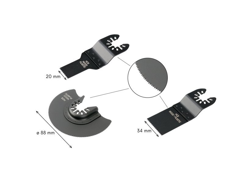 Sada nástrojů pro oscilační brusku HCS (3ks) 24320