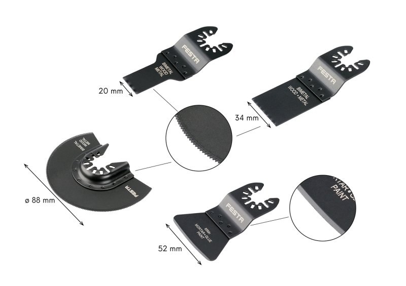 Sada nástrojů pro oscilační brusku FESTA BiM (4ks) 24322 - Nářadí AKU Brusky Příslušenství