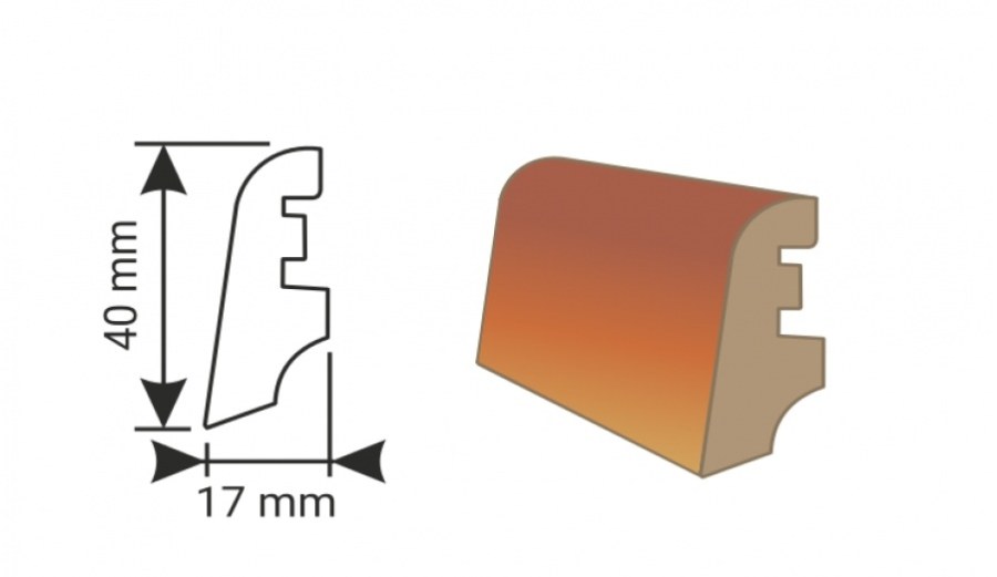 Lišta soklová KP40 Dub béžově světlý 3739 40x17mm 2,4bm Lišta soklová KP40 Dub béžově světlý 3739 40x17mm 2,4bm - Plovoucí podlahy Lišty