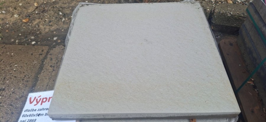 Výprodej - dlažba zahradní 60x60x5cm bílá 2.jak. pal.2868 - Výprodejové zboží Betonové dlažby