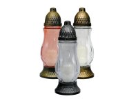 Lampa hřbitovní sklo 28cm 80g (hoří 24hod) 716232