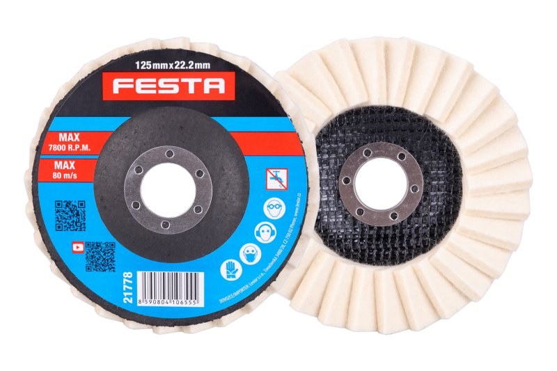 Kotouč leštící filcový lamelový 125mm 21778 FESTA Kotouč leštící filcový lamelový 125mm 21778 FESTA - Nářadí Kotouče, brusivo Leštící kotouče
