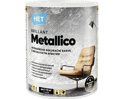 HET- Brillant Metallico 1l GOLD - Barvy, laky a chemie Barvy, laky, spreje Malířské barvy Interiérové Tónované