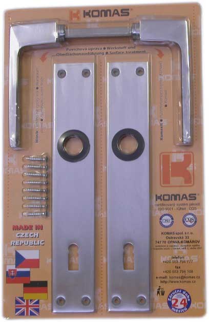 Kování štítové klika+klika AL 72mm DOZ - Stavební výplně Dveře Zámky, kování, příslušenství Kování dveřní