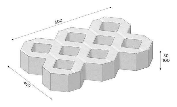 Tvárnice polovegetační 60/40/10cm CS - BETON - Betonové výrobky Polovegetační tvarovky