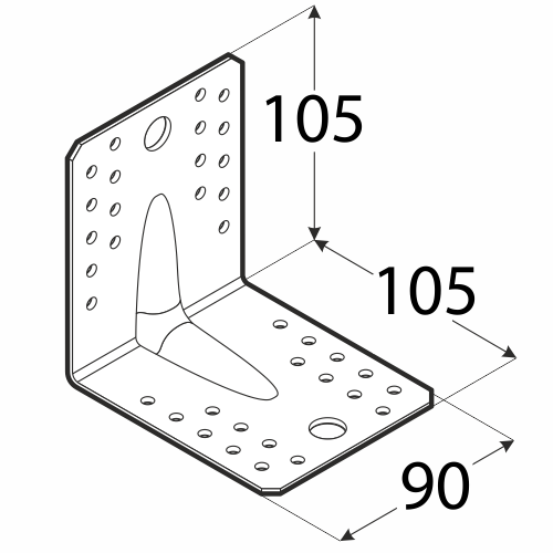 Úhelník s prolisem 105x105x90x2,5 - Spojovací materiály Úhelníky S prolisem