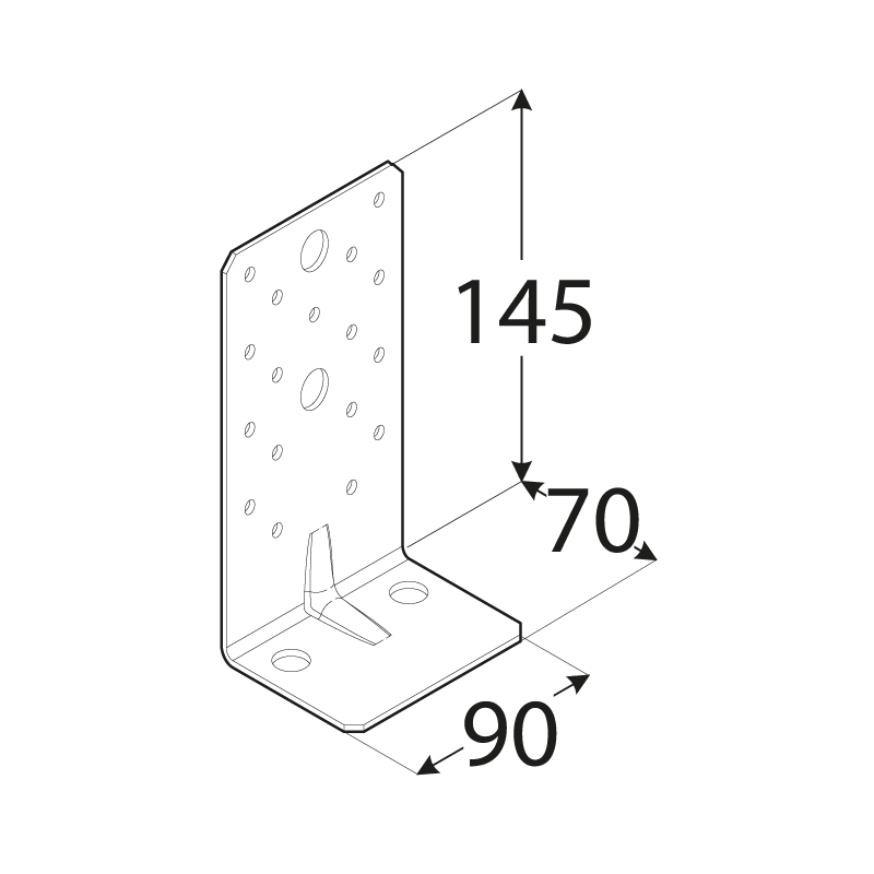 Úhelník s prolisem 145x70x90x2,5 - Spojovací materiály Úhelníky S prolisem