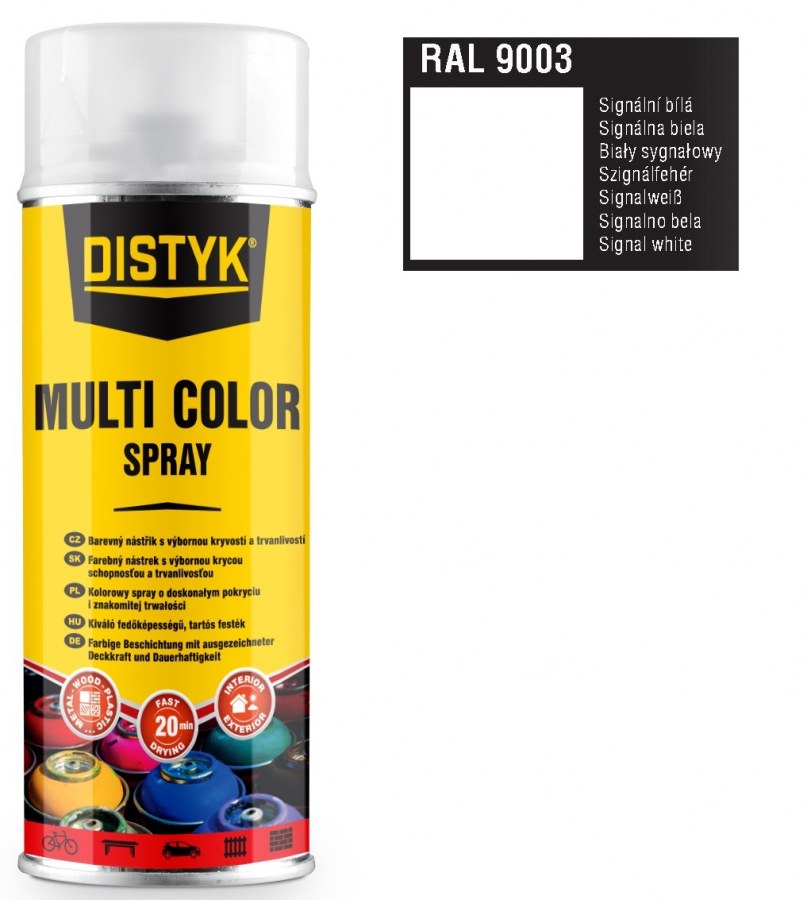 Barva primer color spray DISTYK 400ml RAL9003 signální bílá 