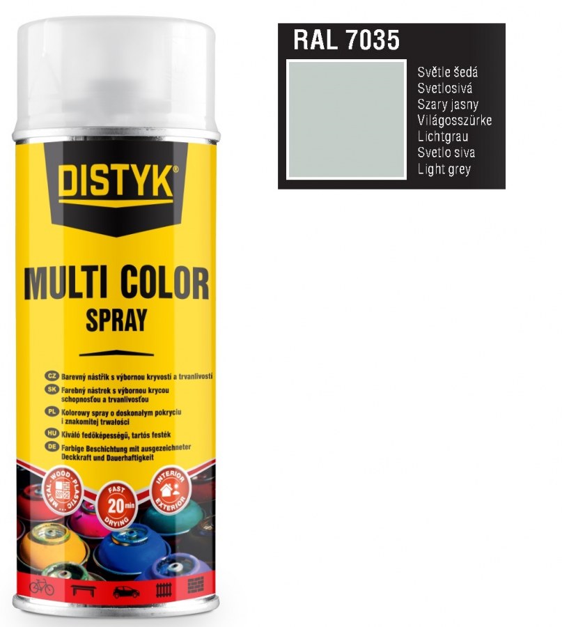 Barva multi color spray DISTYK 400ml RAL7035 světle šedá - Barvy, laky a chemie Barvy, laky, spreje Spreje Barva ve spreji
