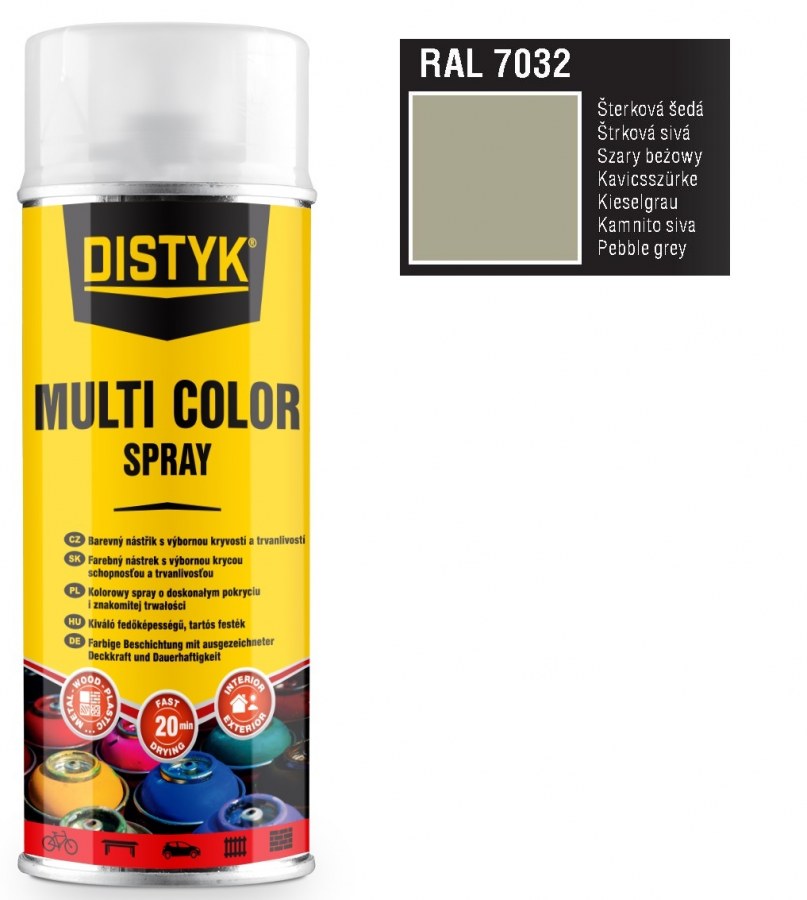 Barva multi color spray DISTYK 400ml RAL7032 štěrková šedá